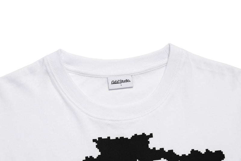 スカル ピクセル グラフィック オーバーフィット Tシャツ / Skull Pixel Graphic Oversized Fit T-shirt