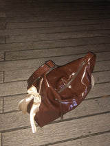 Pillow ribbon bag_chocolate brown