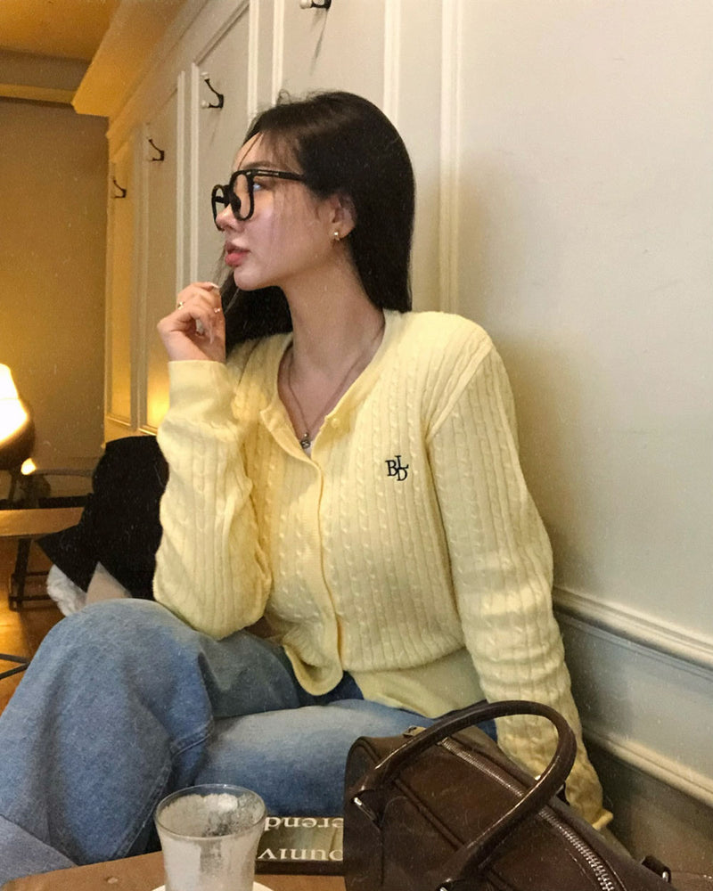 [BELLIDE MADE] 6color, memory cable round cardigan
