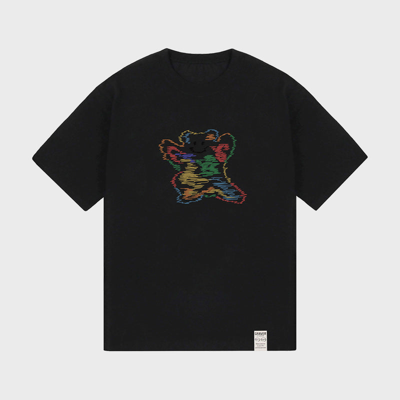 [UNISEX] Rainbow Big Cloud Bear Smile Short Sleeve T-shirt
