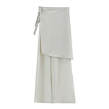 Long wide buckle wrap skirt pants (2 colors)