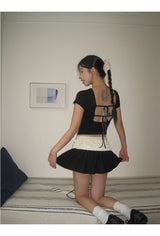 Ruffled high-waisted lace skirt
