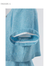 Seri Silver Burton Dress Jacket Tweed Short-Sleeved Two-Piece Set Blue 