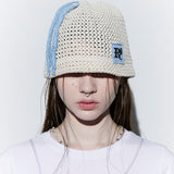 DENIM PATCHED BEANIE - IVORY