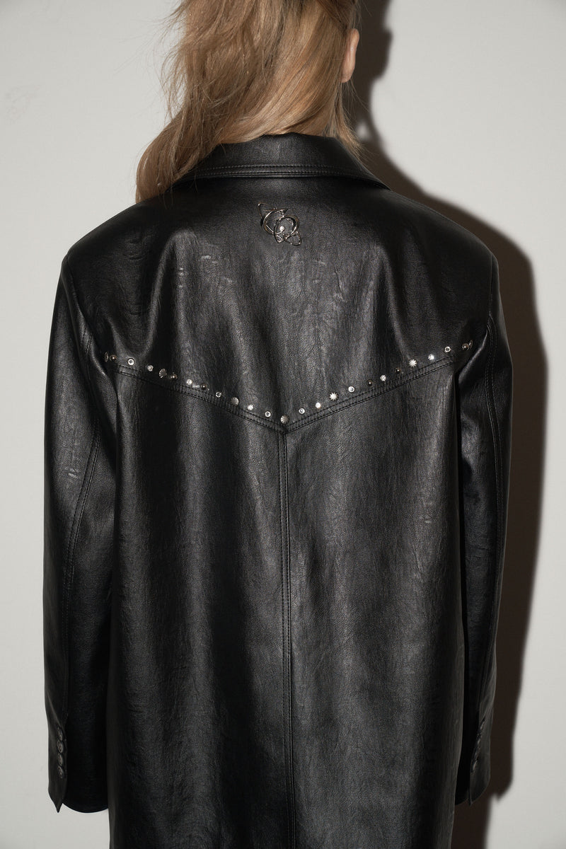 stud leather jacket - black