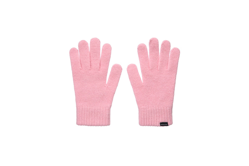 0 4 ribbon knit gloves - PINK