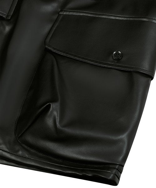 87-STAN024 [Vegan Leather] マルチポケットレザーベスト