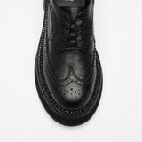 VATIC WINGTIP BROGUES SHOES BLACK Leather shoes with 45mm thick soles