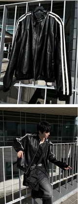 two-way biker leather jacket