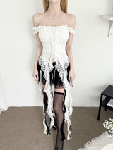 1255. Rene white frill corset off top