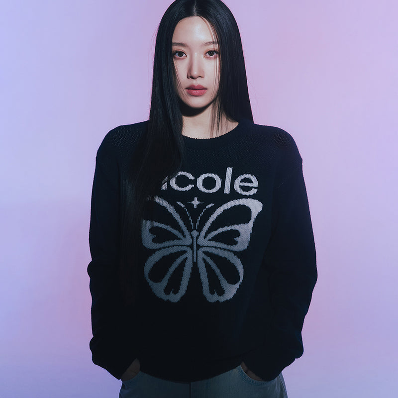 CASHMERE BUTTERFLY BOLD STAR PULLOVER_BLACK