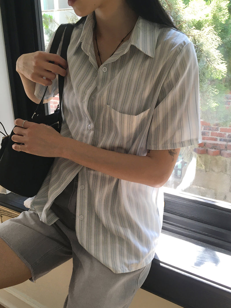 Kra overfit striped short sleeve shirt