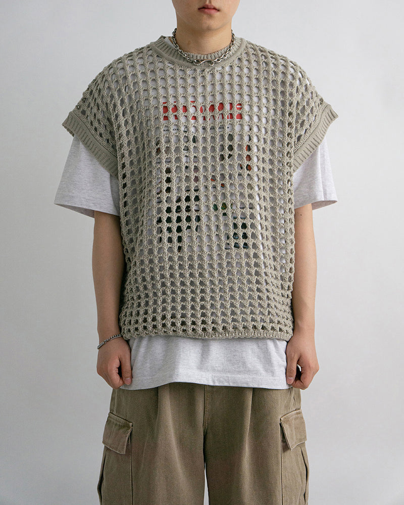 Over mesh knit vest