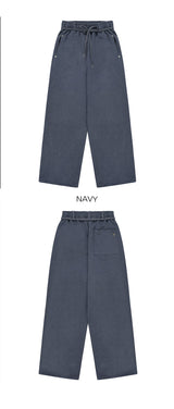 Pigment Waist String Detail Rivet Pants Navy