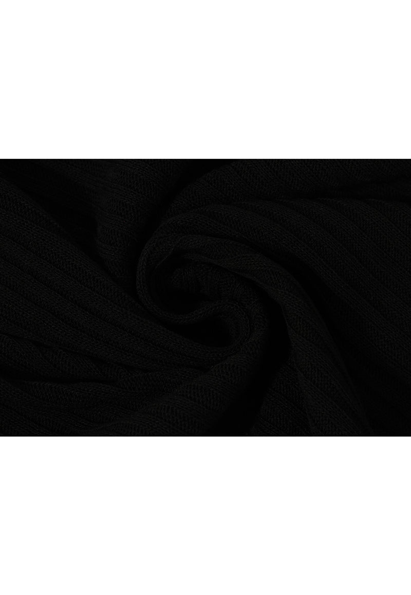 See-through slim rib knit - BLACK