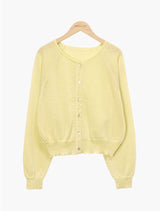 Layer summer linen round neck knit cardigan (4 colors)
