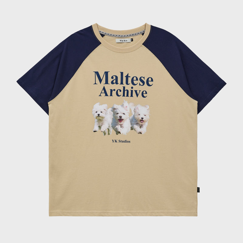 Maltese archive raglan half sleeve T-shirt