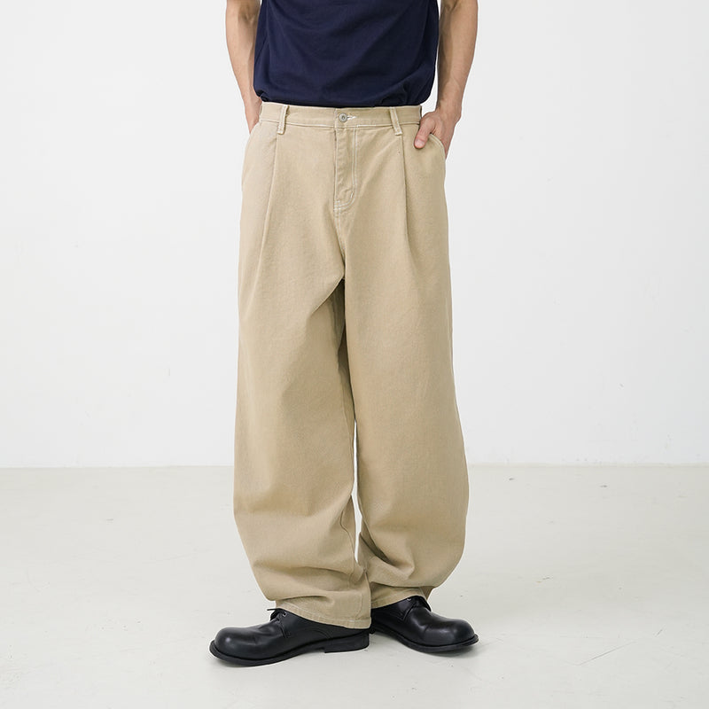 Stitch pin-tuck wide pants 3color
