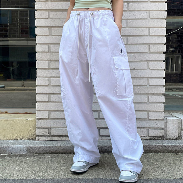 WIDE CARGO STRING PANTS [WHITE]