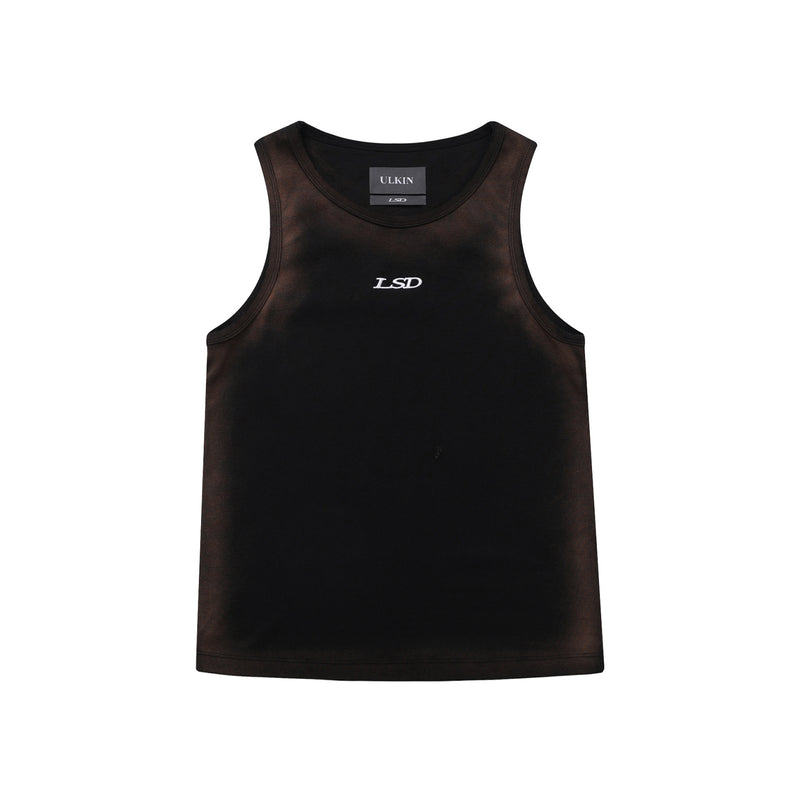 [24SS LSD COLLECTION] Bleach Washing Logo Recycle Sleeveless_Black