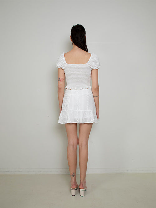 ロージーシャーリングスカート / Rosie shirring skirt (white)