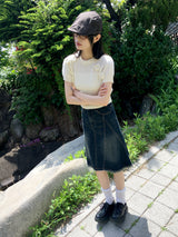 Bwal flower round short sleeve knit