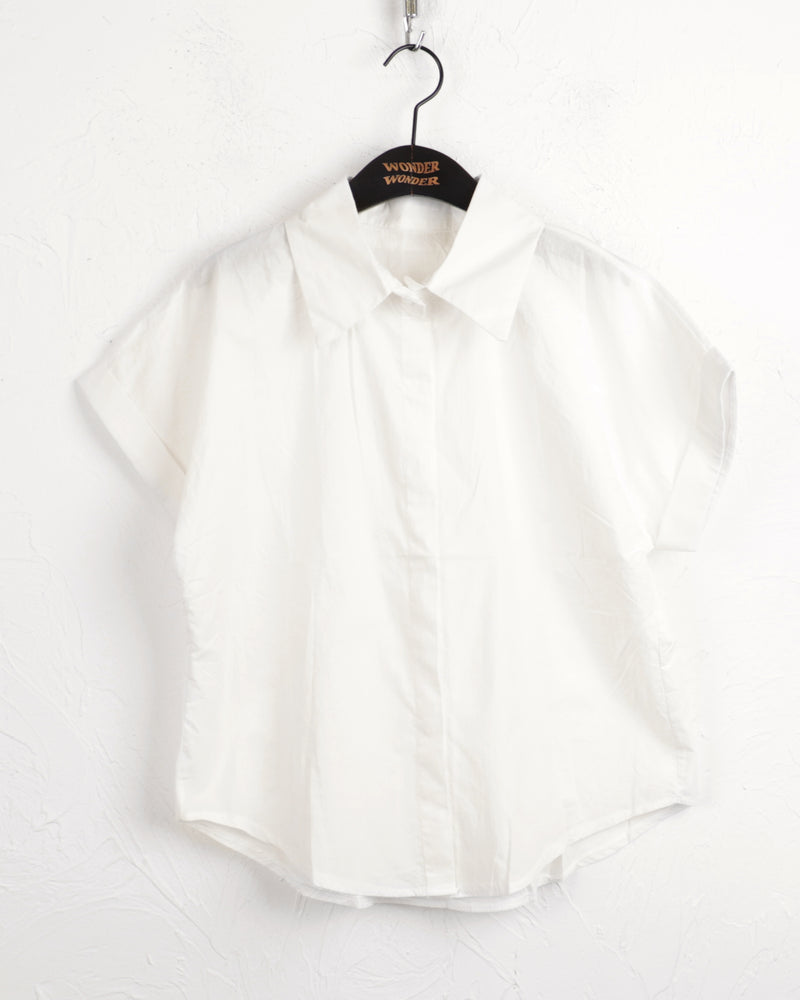 Myoose basic roll-up cotton short-sleeved shirt