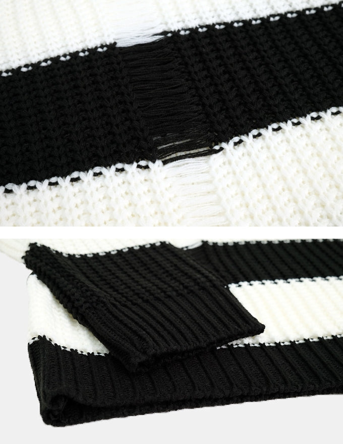 Damage Stripe Over-fit Knit
