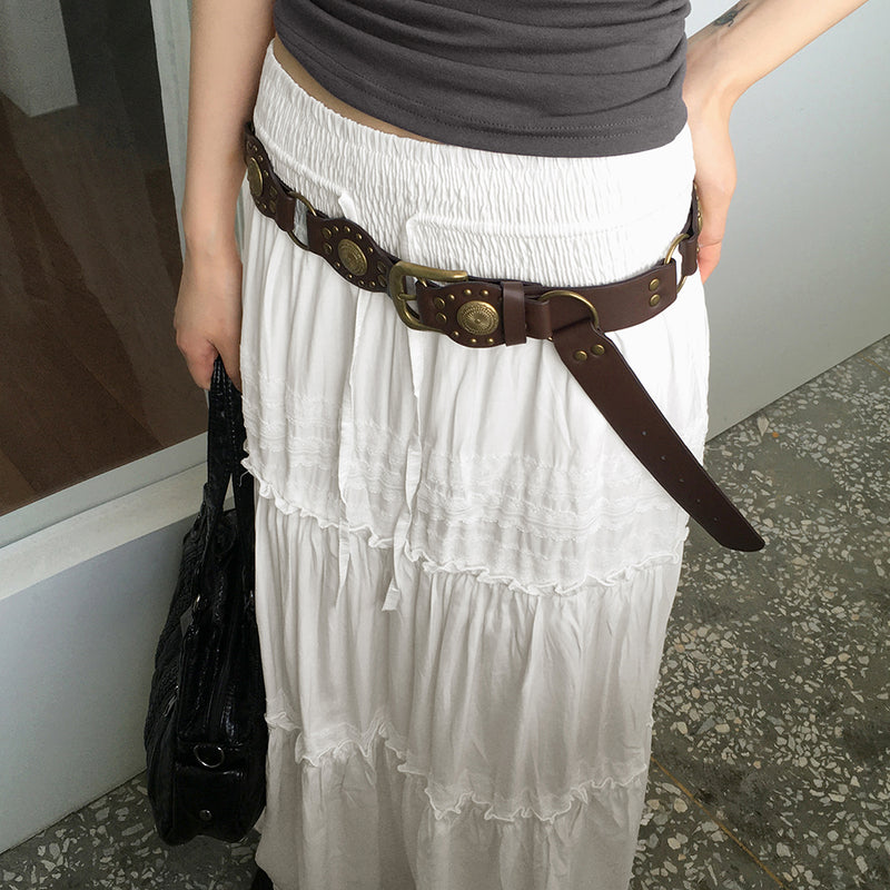 Lazel Bohemian Lace Banding String Cancan Long Skirt
