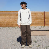 Coffee-colored patchwork parachute casual pants