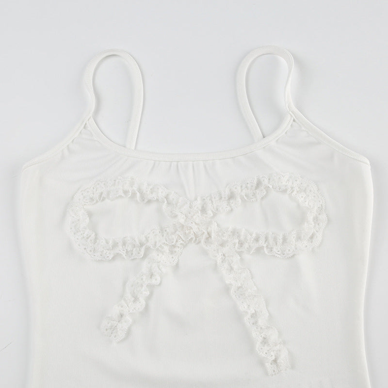 wink lace bow sleeveless top