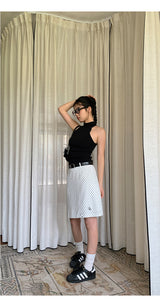 French A-line dot midi skirt