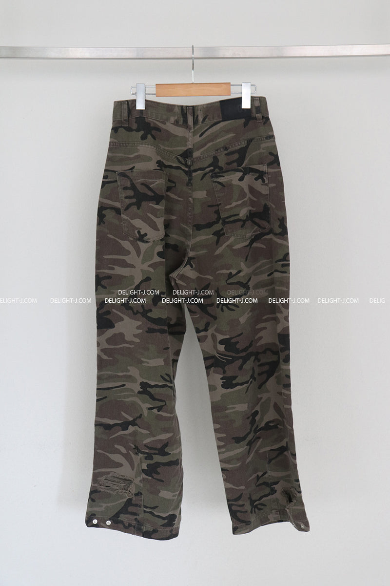 [UNISEX] Damage Camo Military Wide Pants