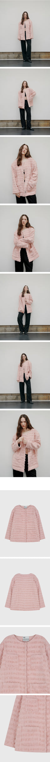 [Unisex] Over Fit Tweed Jacket Pink