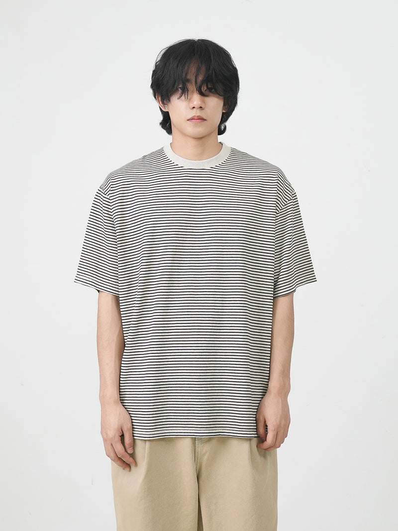 Pigment stripe half-sleeves T-shirts 3color