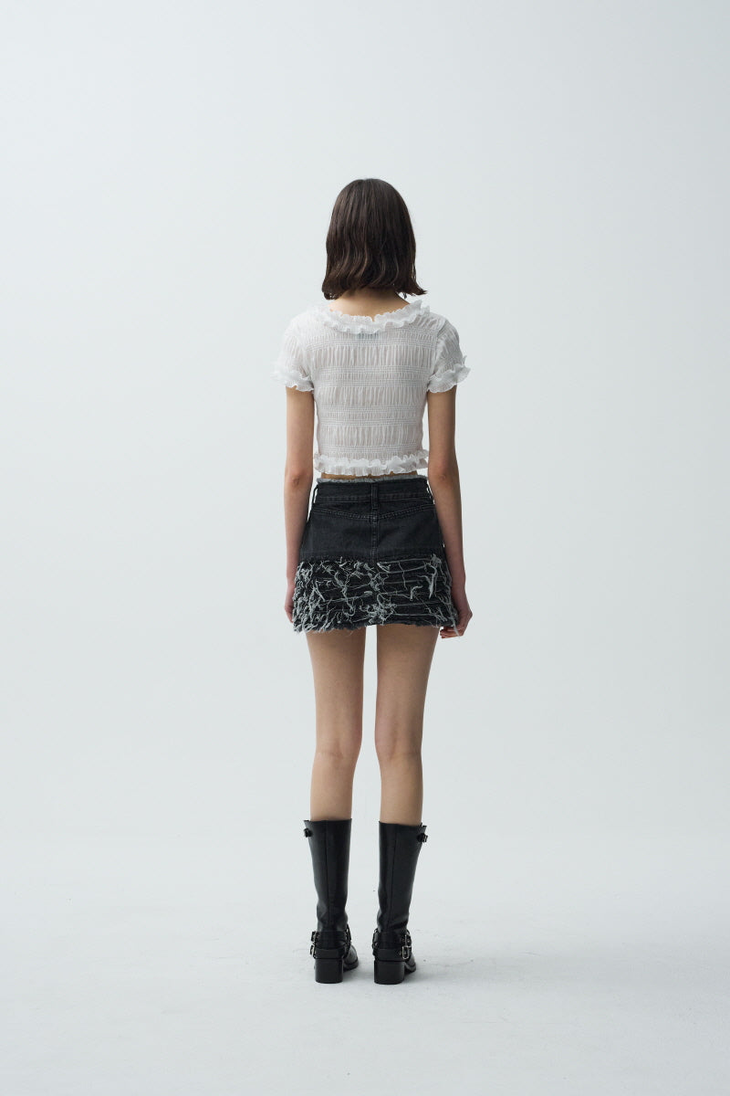 cut mini skirt (black)