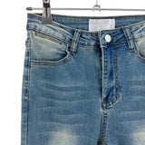 Slim light washed bootcut spandex denim long pants (Denim)