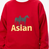 FMACM 24SS "Asian" Asian Horse Themed Silhouette Print Crew Sweatshirt