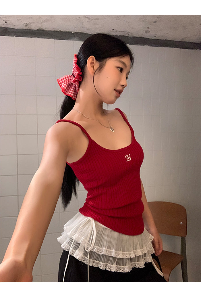 Lace layered mini skirt