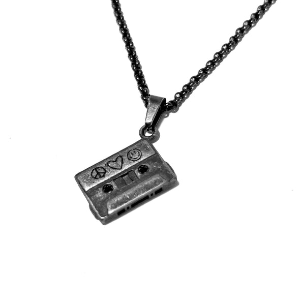 1980s vintage cassette tape necklace