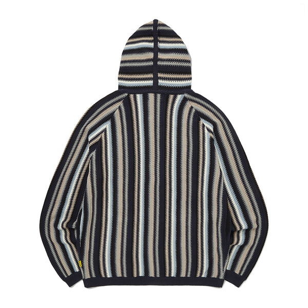 STRIPE KNITTED ZIPUP (NAVY)