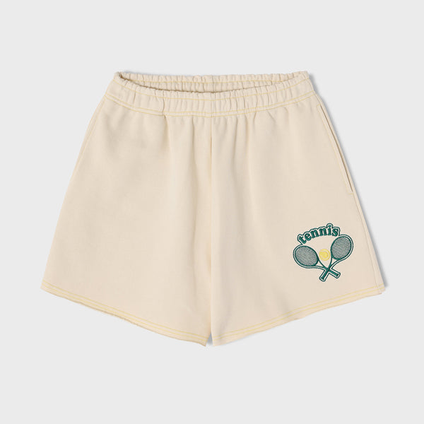 Tennis Ball Soft Cream Sweat Shorts [For women]
