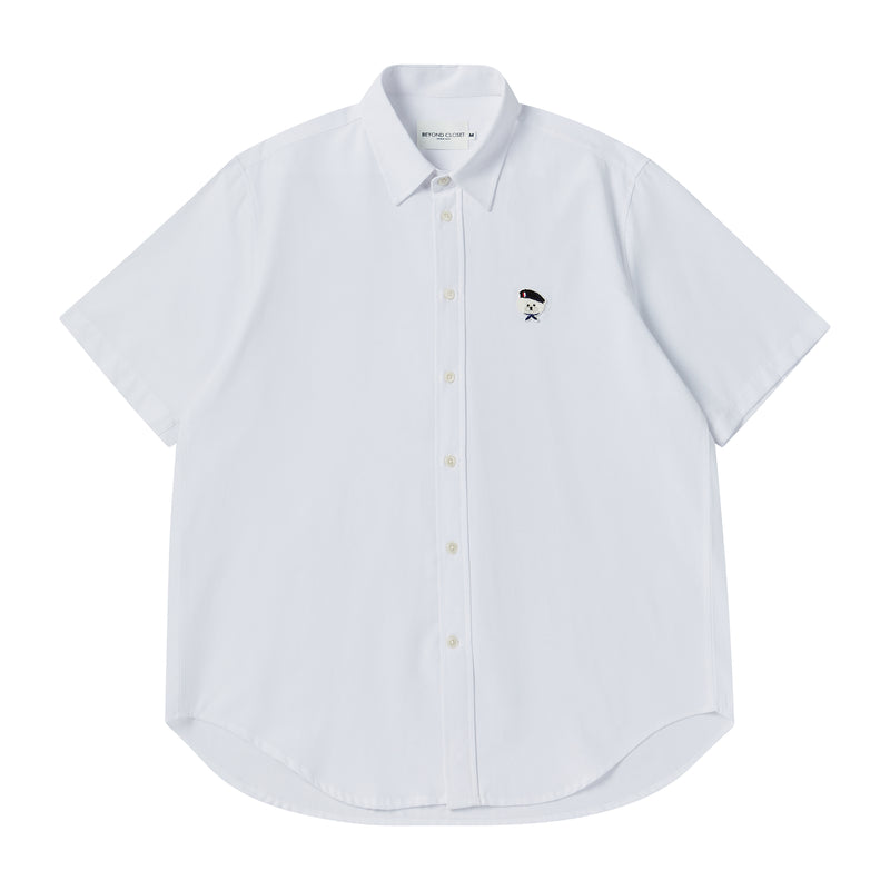ニューパリジャンワッペンクラシックオックスフォード1/2シャツ　ホワイト