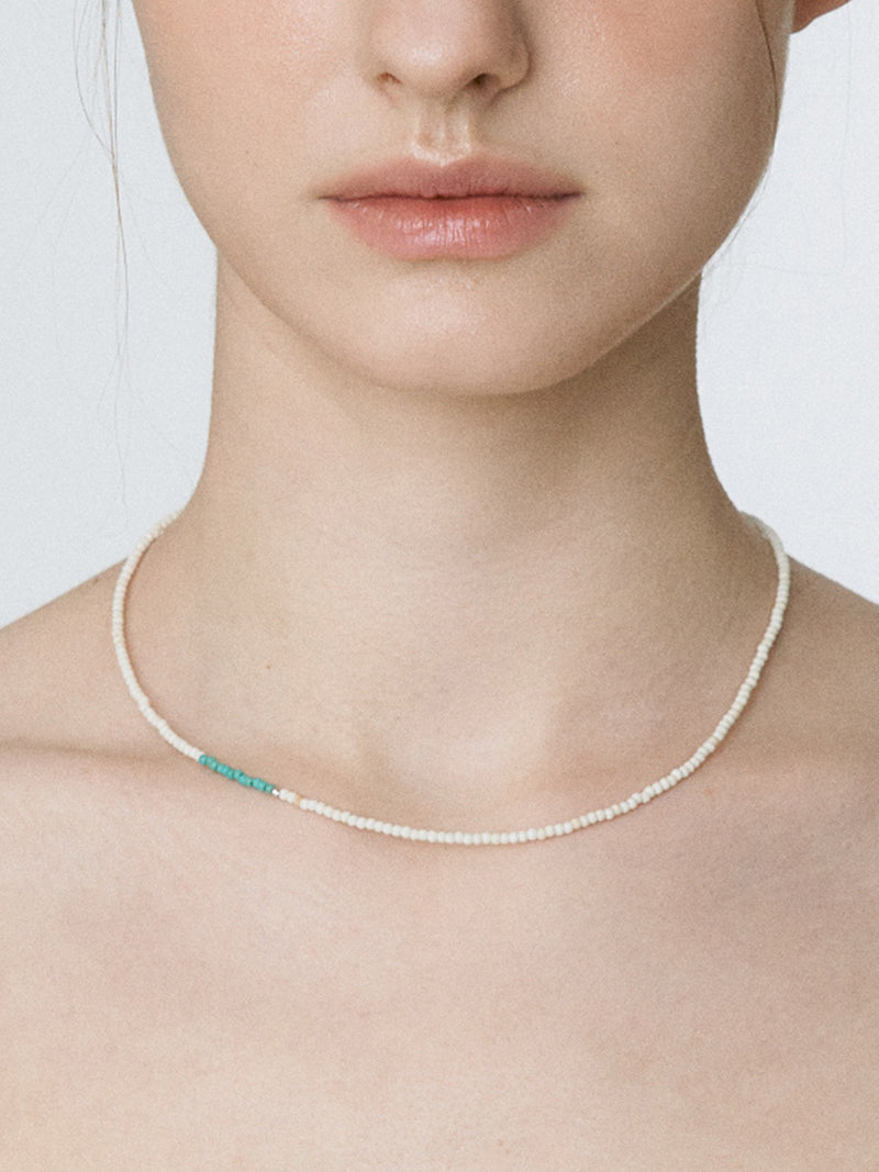 Silver925_ターコイズワン_ネックレス (Ivory,Turquoise)