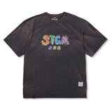 Crayon STGM Vintage Washed Oversized Short Sleeves T-Shirts Charcoal / Sky Blue