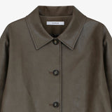 Leather Half Coat Brown