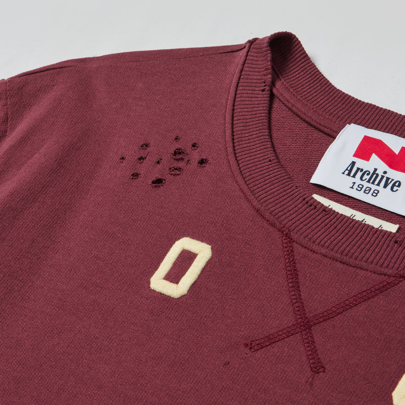 [COLLECTION LINE] 80'S MILITARY ARCHIVE DAMAGE GARMENTS 1/2 SWEAT SHIRT BURGUNDY