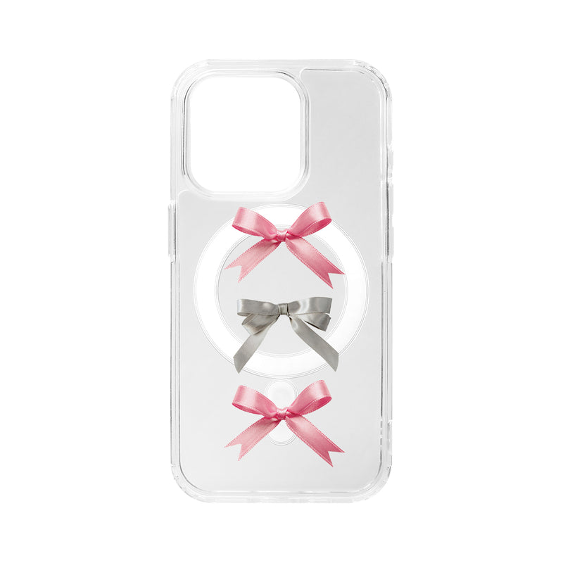 【MADE】Pink Silver Satin Ribbon Phonecase(Magsafe)