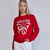 CASHMERE BUTTERFLY BOLD STAR PULLOVER_RED