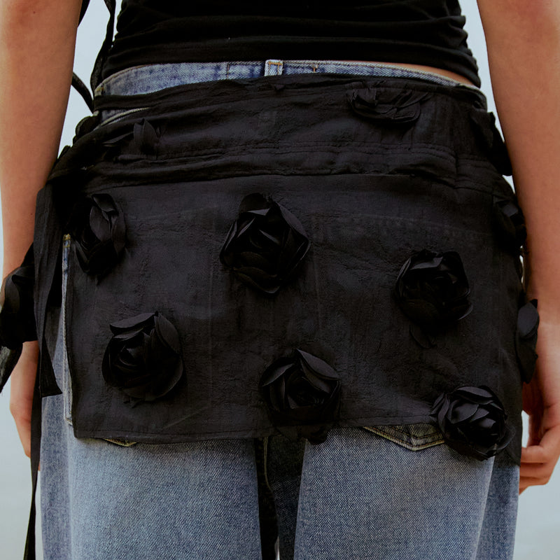 Rose Wrap Skirt (BLACK)